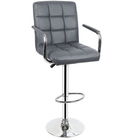 Барный стул КВАДРО с подлокотниками (серый). Экокожа.